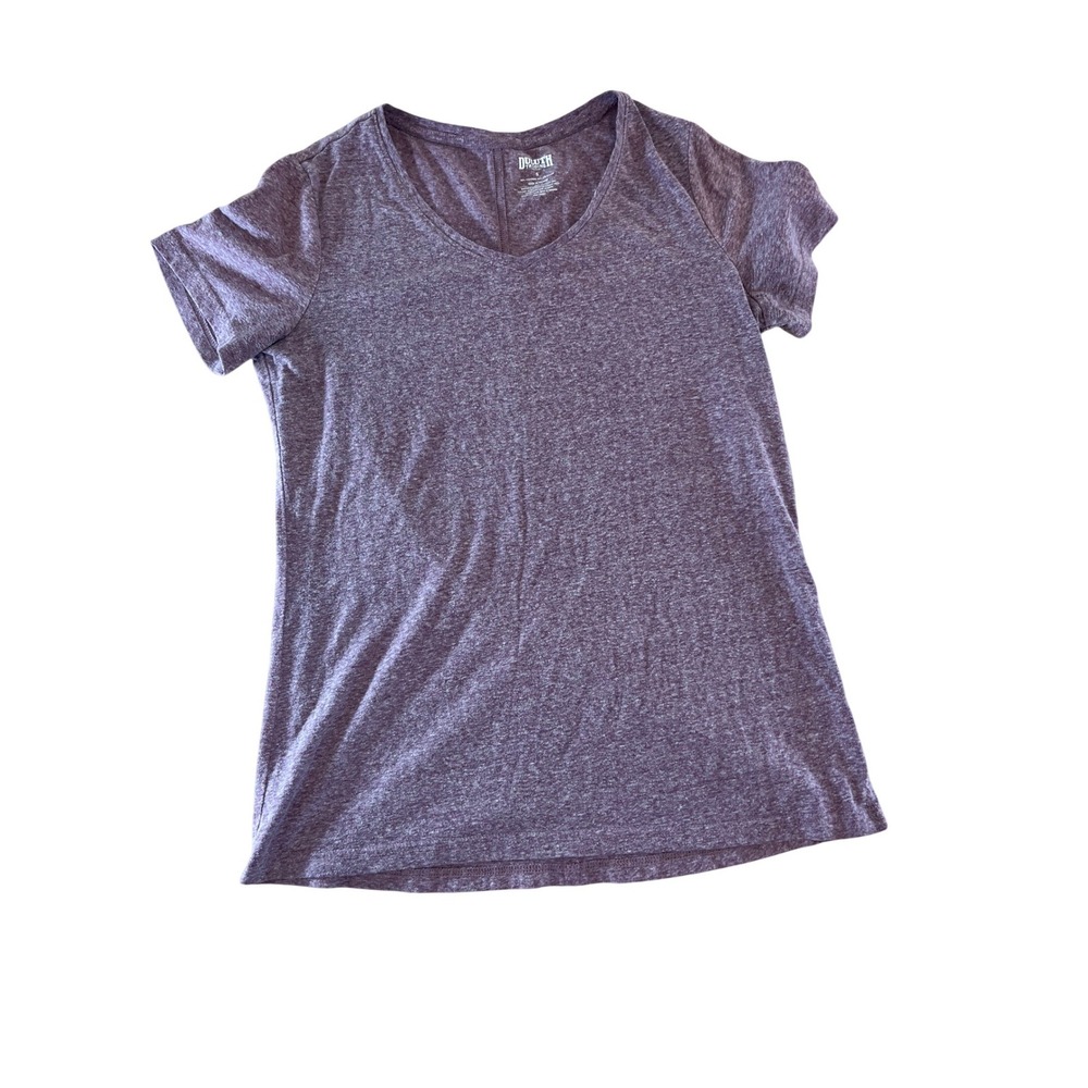 Duluth Trading Co Womens Small Heathered Purple V-Neck Short Sleeve T-Shirt